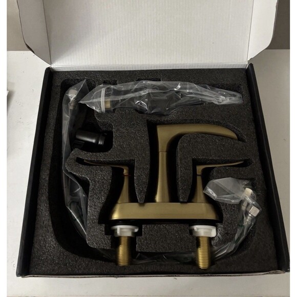 Yundoom Brushed Gold Waterfall Bathroom Faucet Swivel Spout Pop Up Drain BF4-04 - Picture 14 of 15